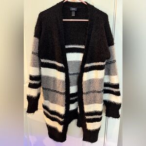 Daytrip Black and Gray Striped Cardigan